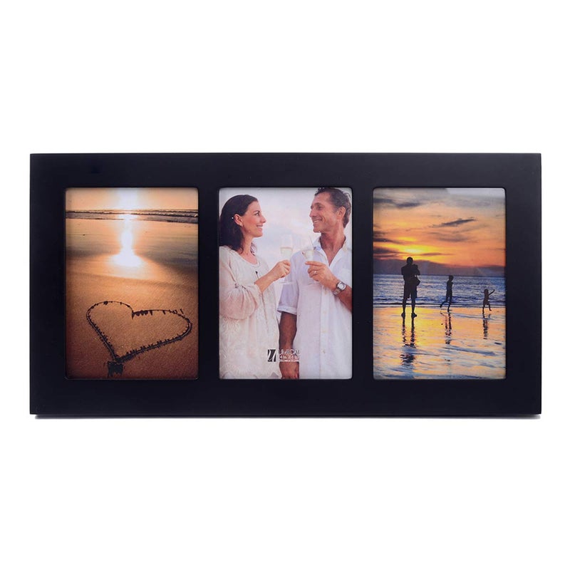 UMICAL 4x6 3-Opening Collage Picture Frame with Shatter-Resistant Glass & Black Wood Photo Frames for 4x6 Inch Pictures Display Made for Tabletop Stand and Wall Mounting - Image 1